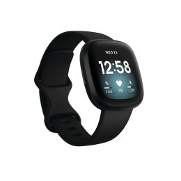 Fitbit Versa 3 Health & Fitness Smartwatch with GPS, 24/7 Heart Rate, Alexa Built-in, 6+ Days Battery, Black/Black, One Size (S & L Bands Included) (Color: Black)